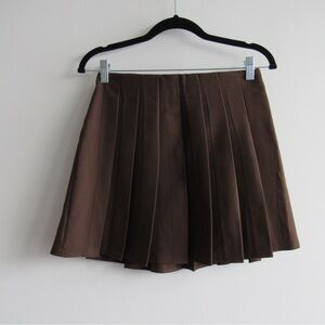 Elegant Brown Pleated Skirt
